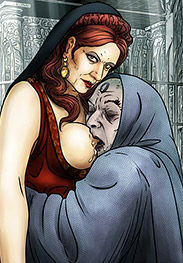 Rufia pulled her robe open and showed him her breasts, he hugged her and licked her breasts - The Curse of Isthar (GQS - Godesses, Queens and Slaves) by Mr Kane